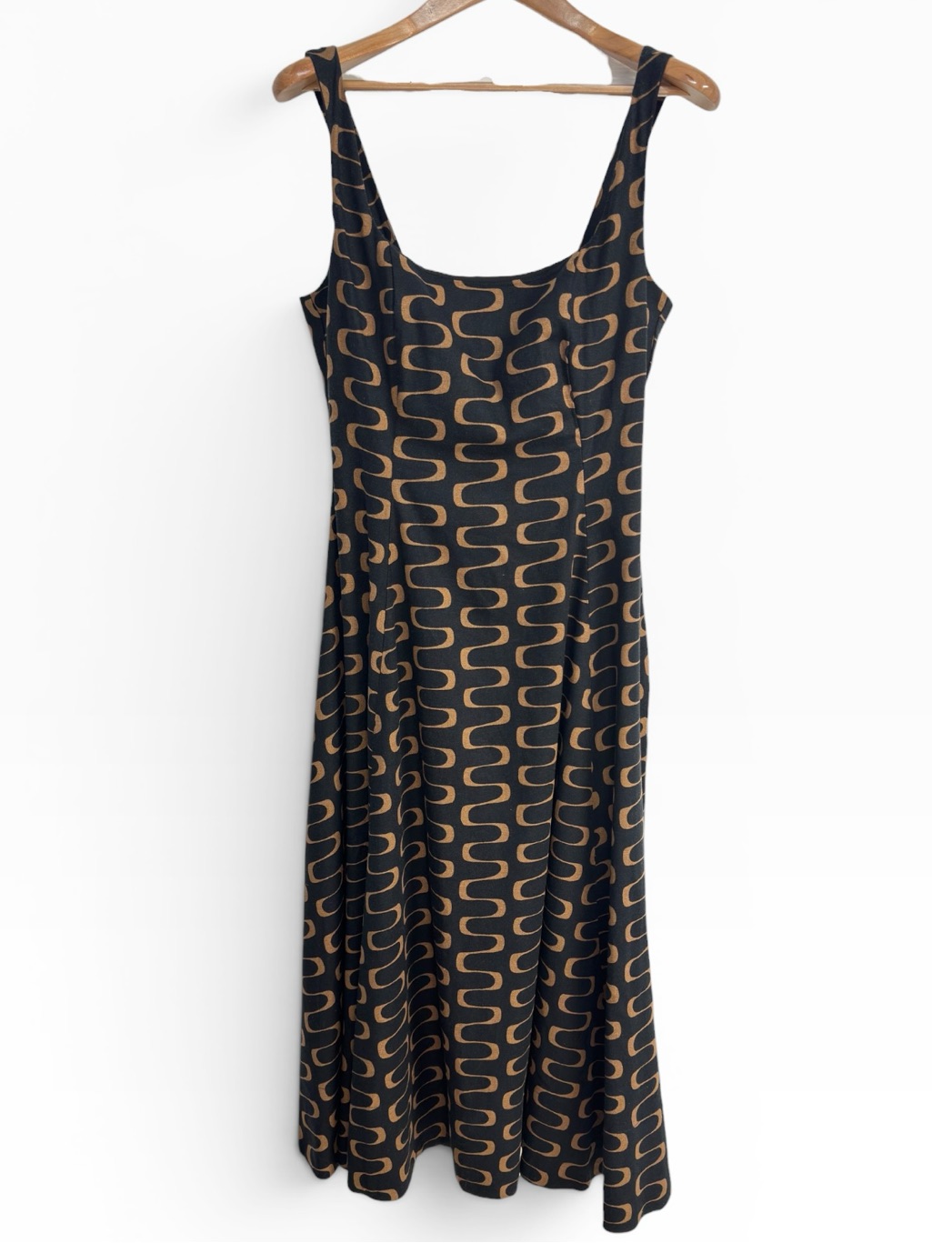 Christian Lacroix Wave Print Sleeveless A-Line Midi Dress Size 4 Designer Chic